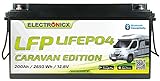 Electronicx LiFePO4 Caravan Edition Batterie 200Ah 12,8V Versorgungsbatterie 2560 Wh mit Bluetooth-Funktion Lithium-Eisenphosphat Akku inklusive App BMS