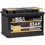 BSA Autobatterie 85Ah 12V 790A/EN +30% mehr Startkraft Starterbatterie Batterie ersetzt 70Ah 72Ah 74Ah 75Ah 77Ah 80Ah
