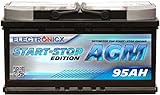 Electronicx AGM Autobatterie Starterbatterie Batterie Start-Stop 95 AH 12V 850A