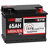 LANGZEIT Autobatterie EFB Batterie Start-Stop Starterbatterie (65Ah 12V)