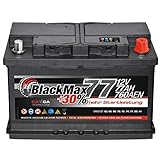 BlackMax Autobatterie 12V 77Ah 760A/EN Starterbatterie ersetzt 68Ah 70Ah 72Ah 74Ah 75Ah, kompatibel mit PKW
